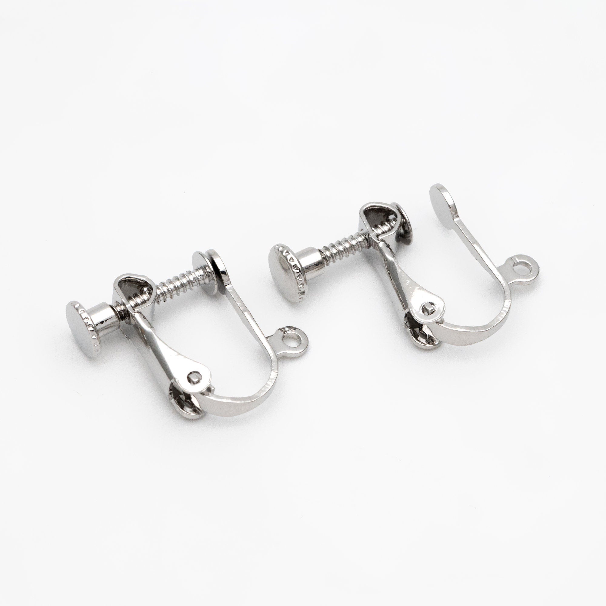 10pcs Gold/ Silver Clip-on Ear Wire, Adjustable with Hinged Screwback, Gold/ Rhodium plated Brass Earwire Earring Clips (GB-251)